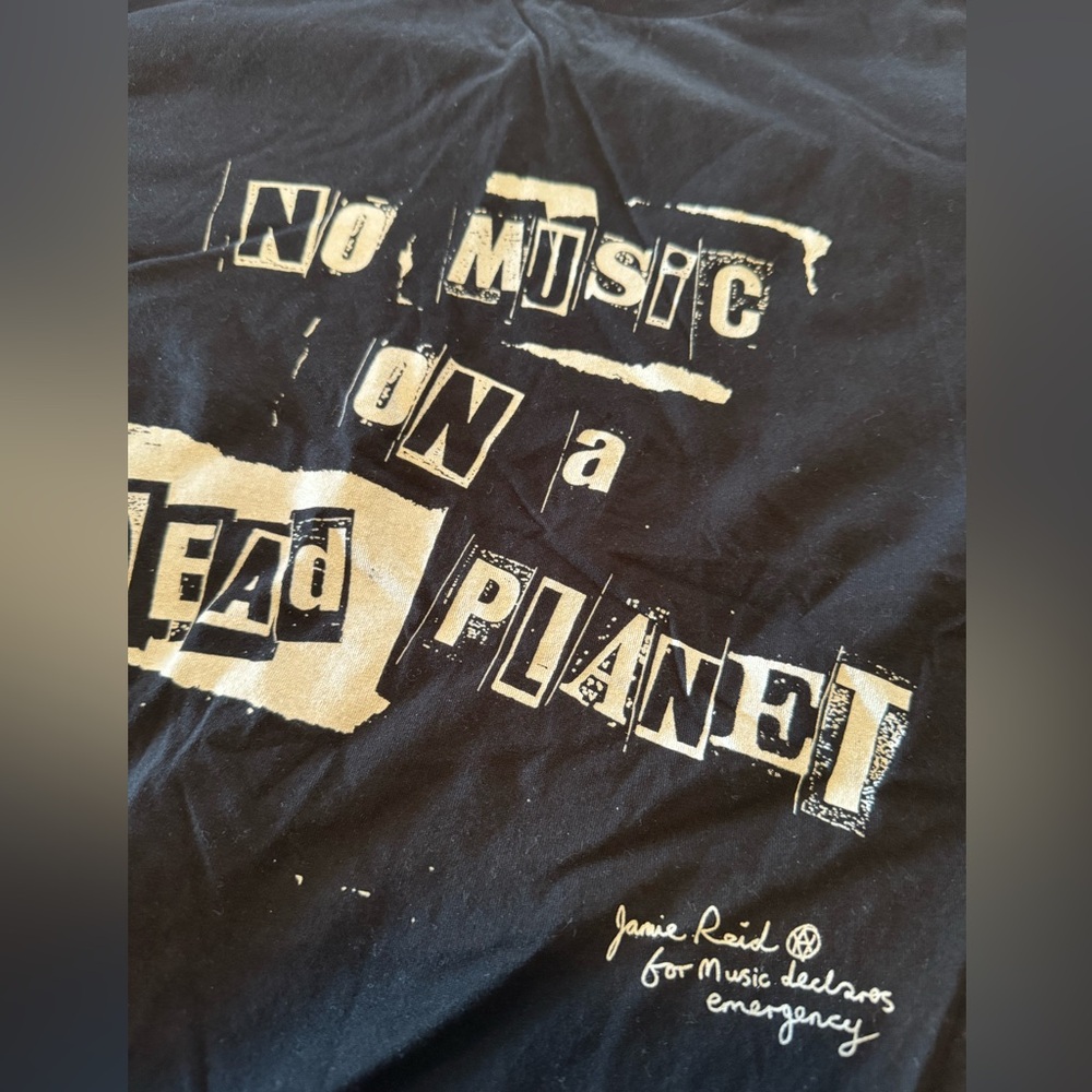 No Music on a dead planet. Designed by Jaime Reid who did the Sex Pistols art.